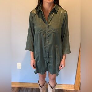 Entro Olive Green Long Sleeve Dress